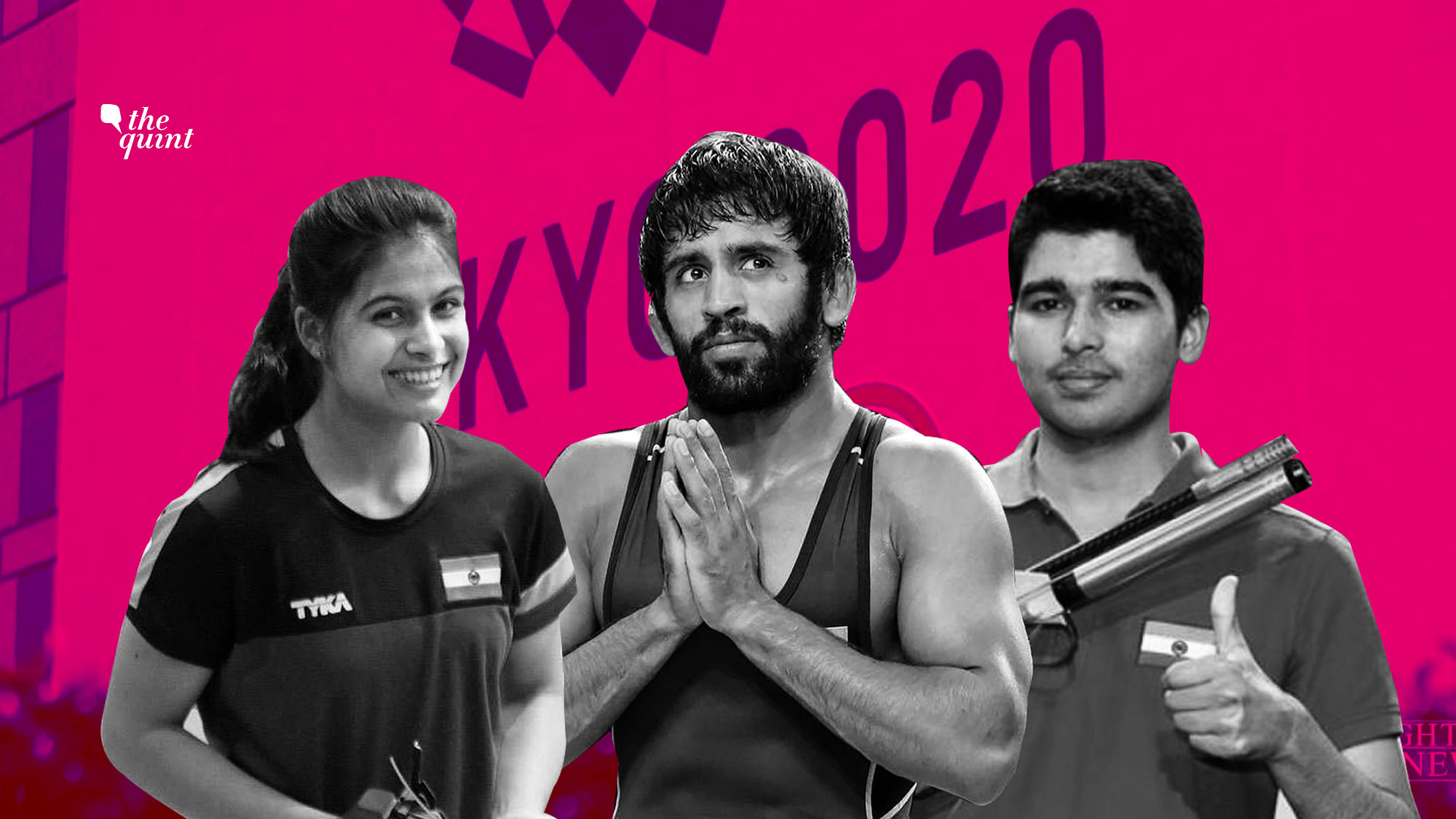 Manu Bhaker (left), Bajrang Punia and Saurabh Choudhury have had an excellent 2019 which make them big medal prospects for India at the Tokyo Olympics in 2020.