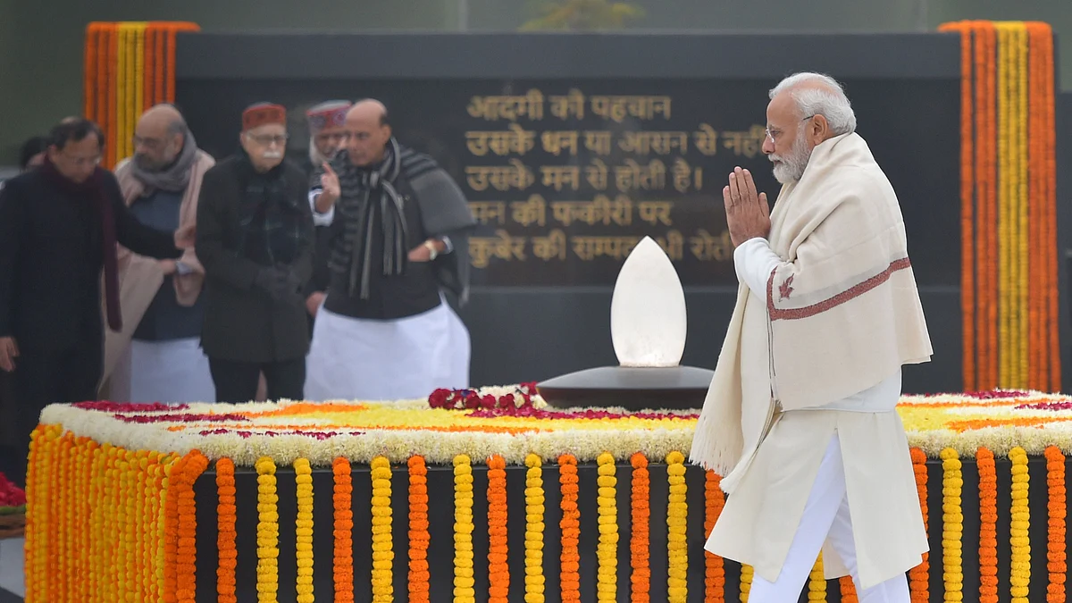 Prime Minister Narendra Modi pays tributes to former prime minister A B Vajpayee on his 95th birth anniversary.