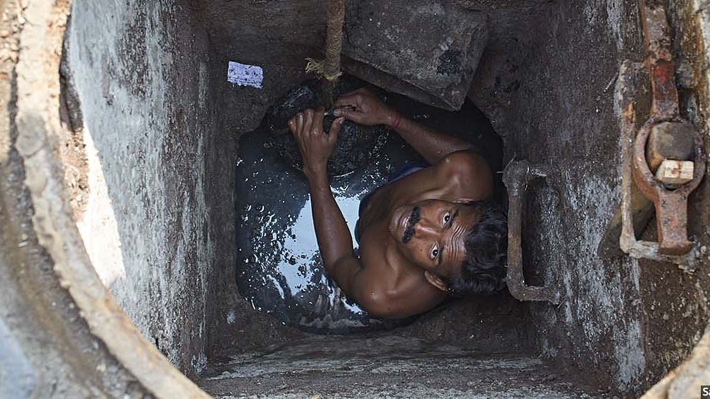 Manual scavenging is a life risk for sanitation workers.