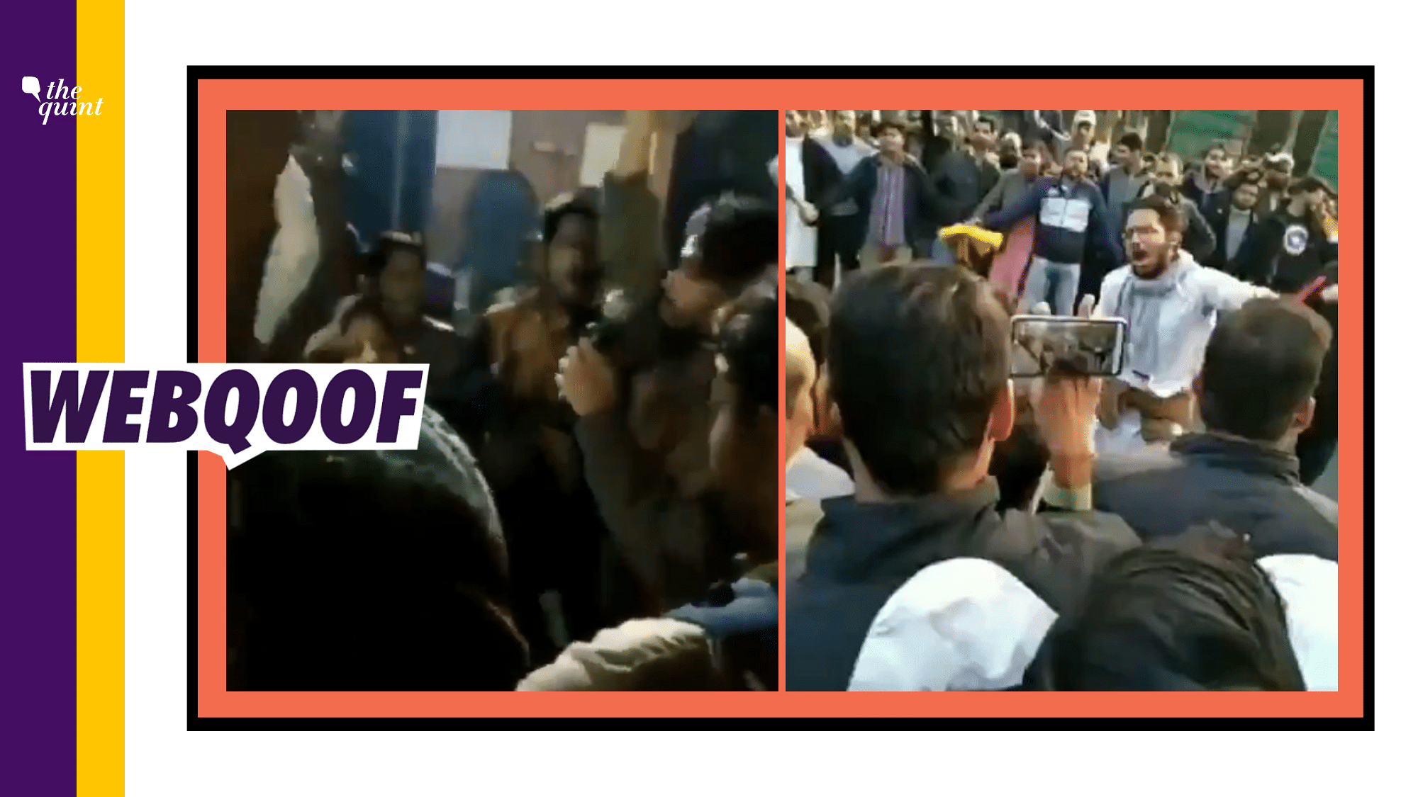 A set of videos are viral on social media with the false claim that AMU students raised slogans targeting Hindus.
