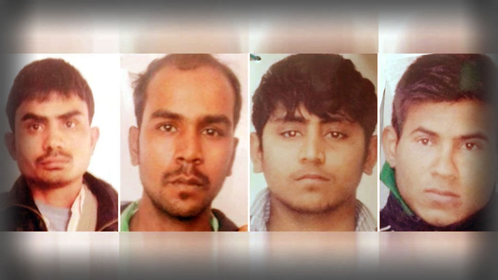 Composite image of the Nirbhaya gang rape and murder case convicts.