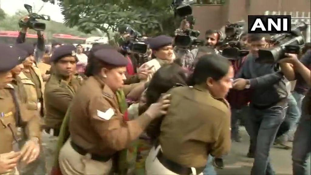 A woman protesting against Unnao rape case, allegedly threw petrol on her six-year-old daughter outside Safdarjung Hospital on Saturday.