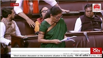 While Finance Minister Nirmala Sitharaman was denying that there is a slowdown in the economy in Parliament, her BJP colleagues sitting behind slowly started going to sleep.