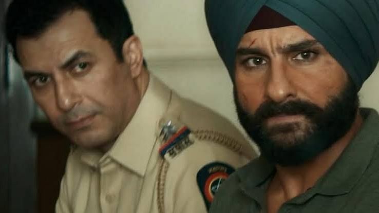 Aamir Bashir and Saif Ali Khan in a still from <i>Sacred Games</i>.