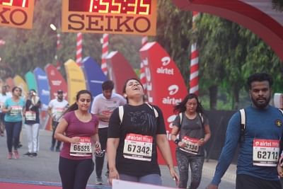 New Delhi: People participate in the Airtel Delhi Half Marathon on Oct 20, 2019. (Photo: Bidesh Manna/IANS)
