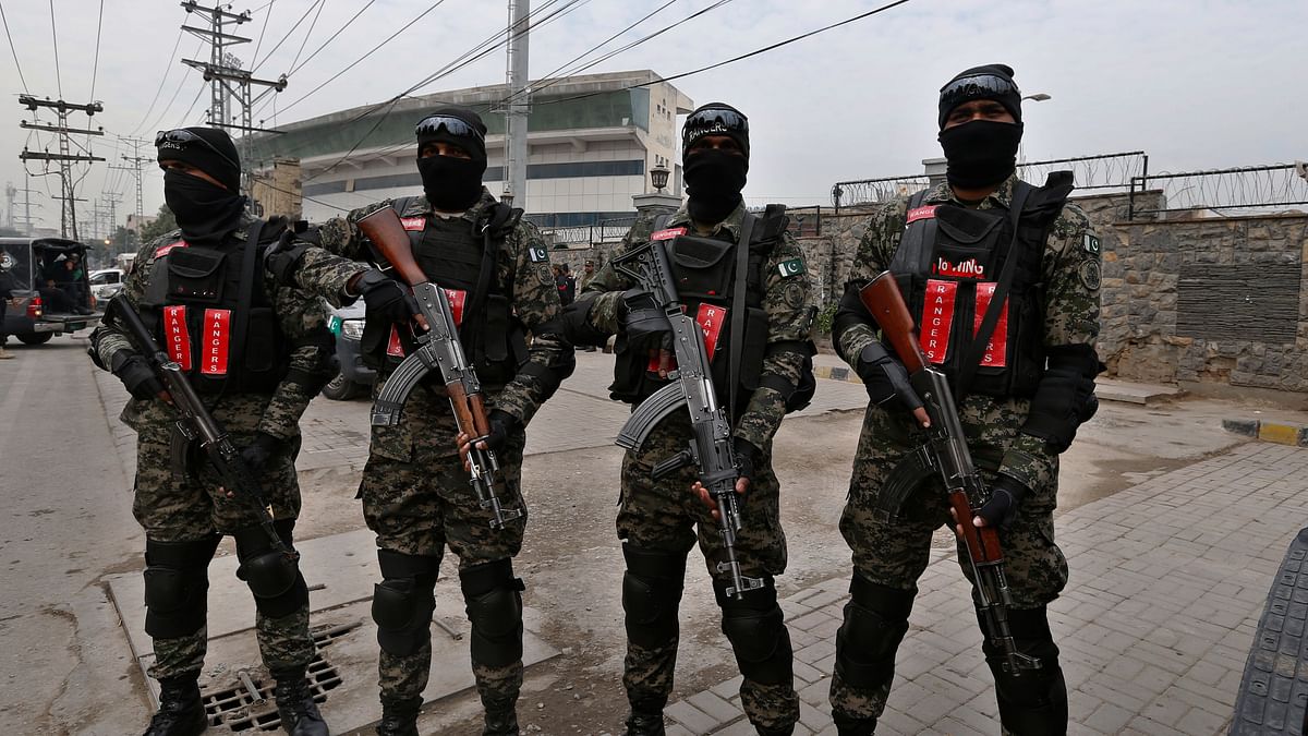 Security was thick around the stadium with heavily armed police keeping a careful eye on fans.