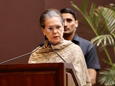 New Delhi: Congress President Sonia Gandhi addresses during Indira Gandhi Prize for Peace, Disarmament and Development Ceremony organised on the occasion of the birth anniversary of the country