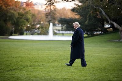 WASHINGTON, Nov. 6, 2019 (Xinhua) -- U.S. President Donald Trump leaves the White House in Washington D.C., the United States, on Nov. 6, 2019. (Photo by Ting Shen/Xinhua/IANS)