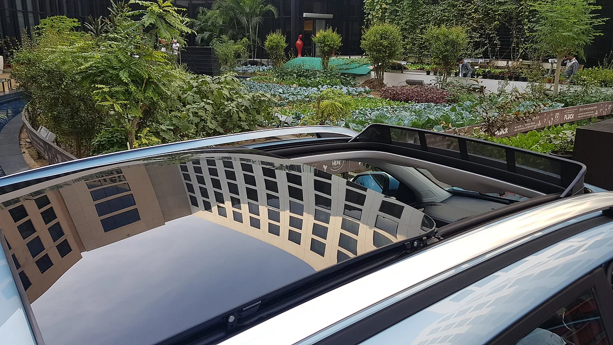 The MG ZS EV has a panoramic sun-roof that gives it an airy feel. 