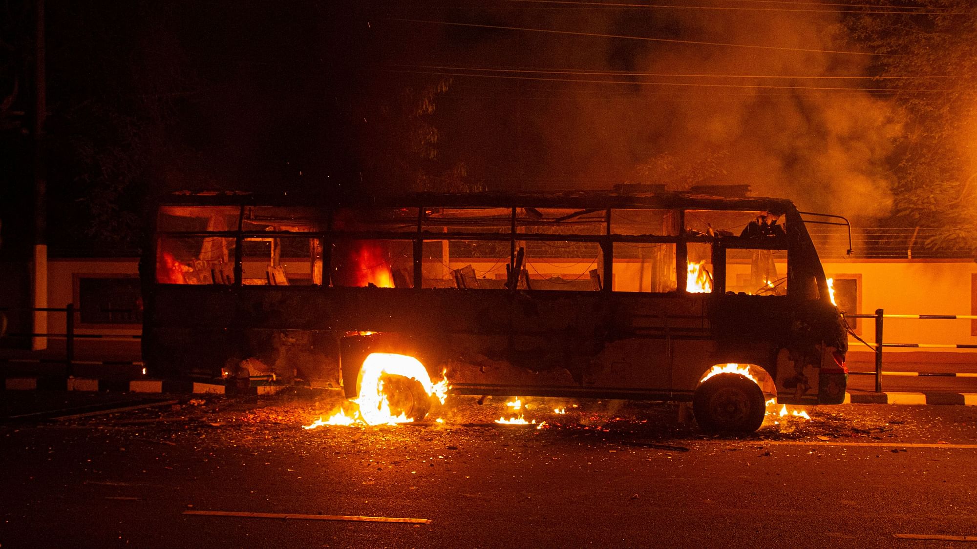 A bus stand in flames after demonstrators set it on fire as they protest against the Citizenship Amendment Act. Image used for representational purposes.