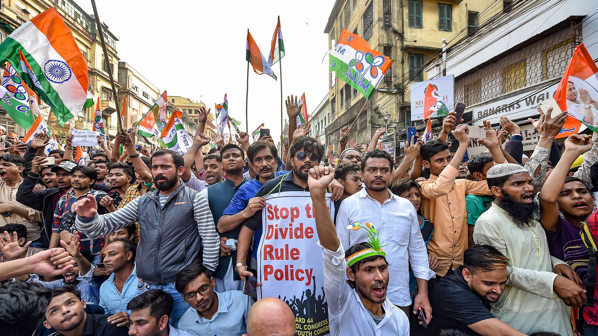 Protests against the Citizenship Amendment Act in Kolkata.
