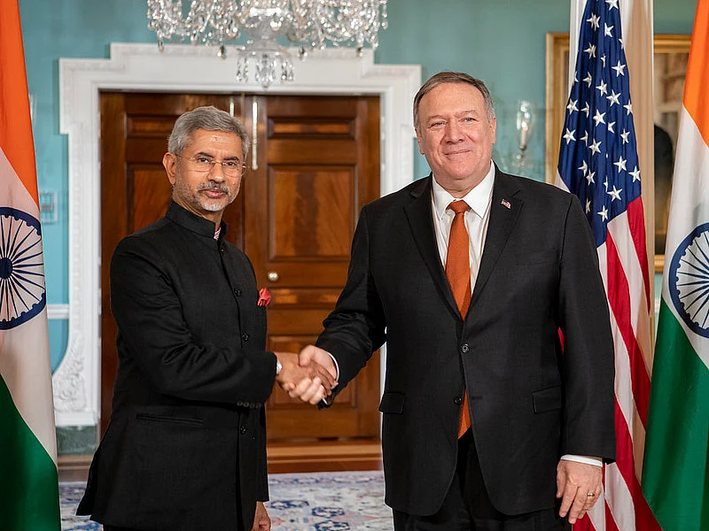 External Affairs Minister S Jaishankar shakes hand with US Secretary of State Mike Pompeo.
