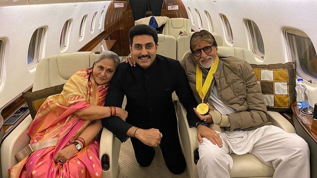 Jaya, Abhishek and Amitabh Bachchan.