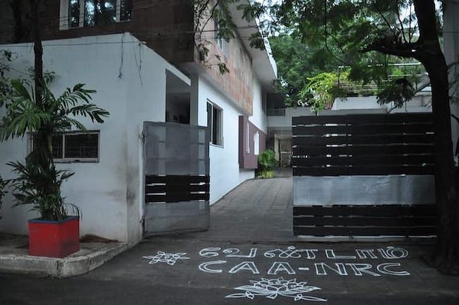 Kolams with anti-CAA and anti-NRC messages were drawn outside DMK leader and Lok Sabha MP Kanimozhi’s house.