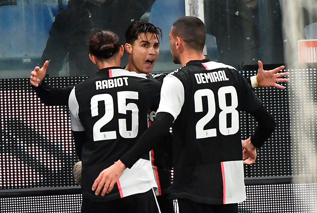 Ronaldo scored a magical header to help Juventus beat Sampdoria.
