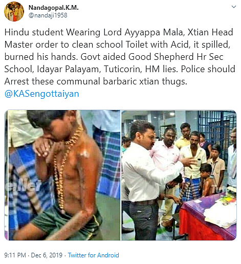 Fake! RSS Mag Says Christian School Punished Boy For Ayyappa Dress