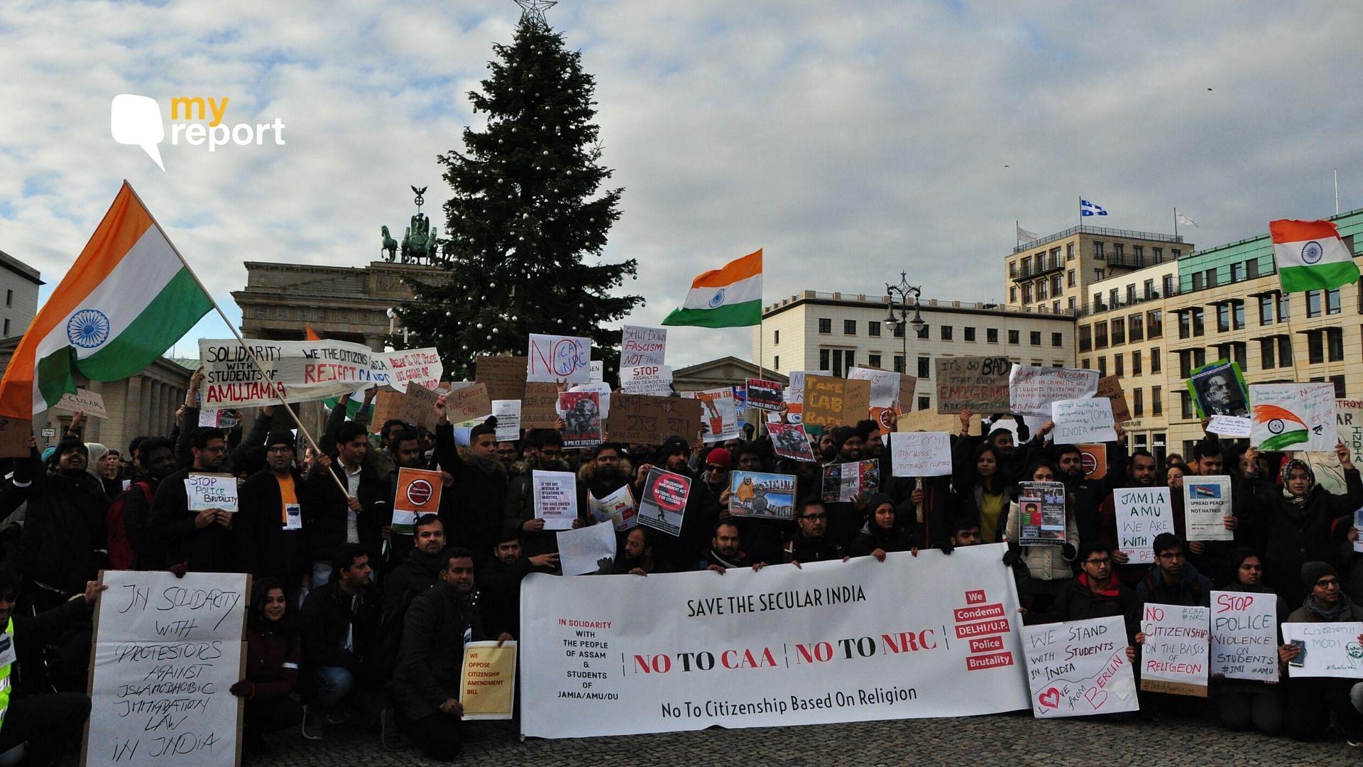 Indians in Berlin protest against the Citizenship Amendment Act.&nbsp;