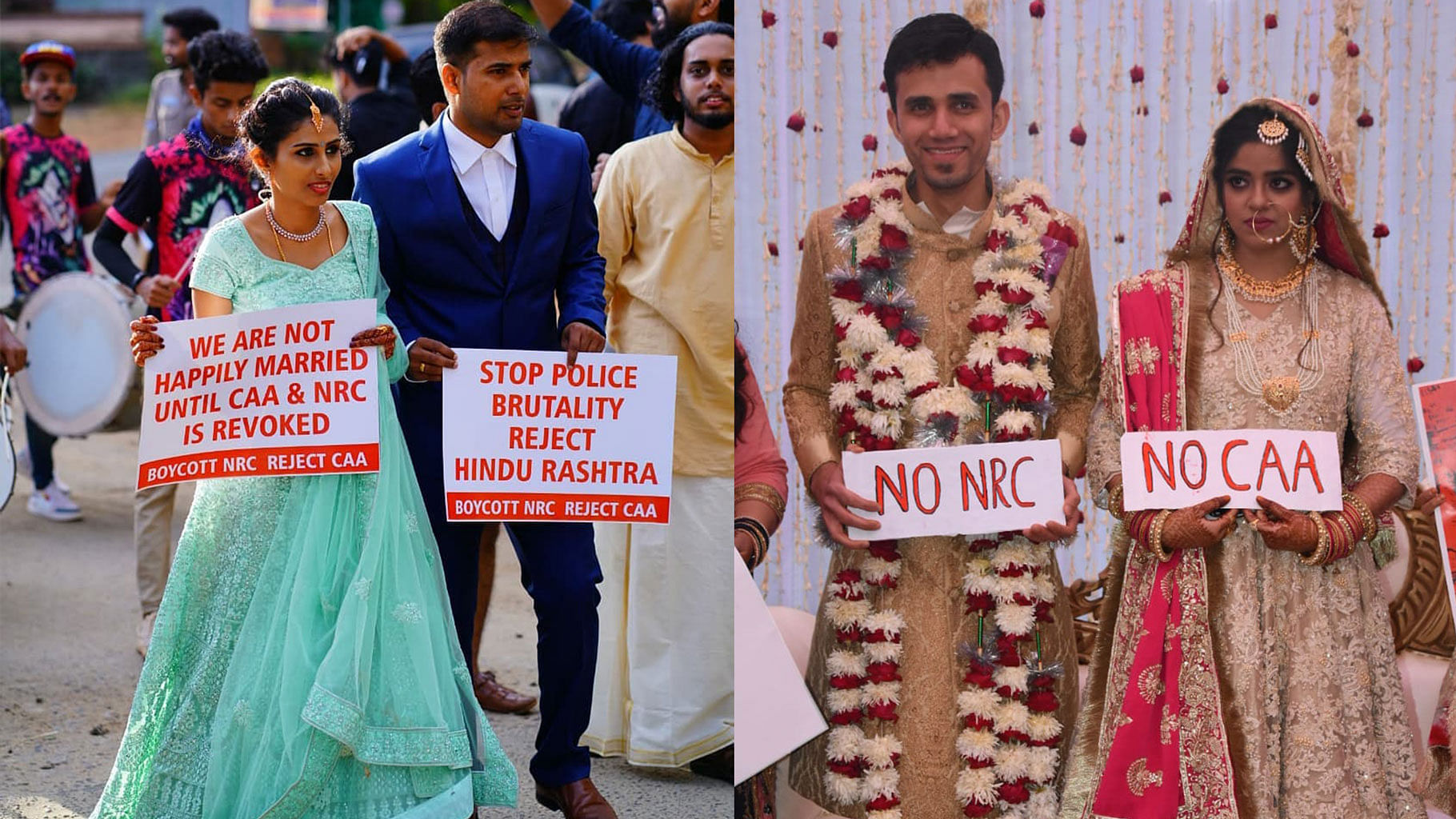 Two wedding, two destinations, one theme – anti-CAA.