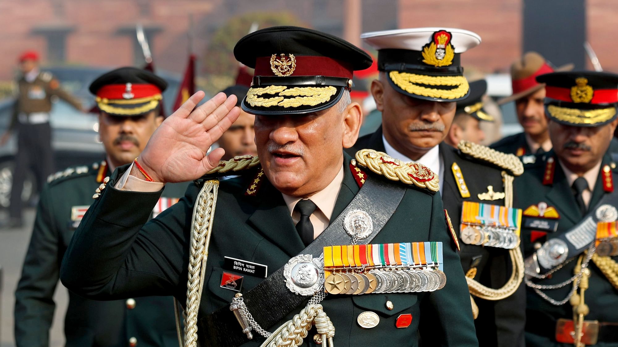 Newly appointed Chief of Defense Staff (CDS) General Bipin Rawat arrives for a joint military guard of honor after assuming office in New Delhi, India