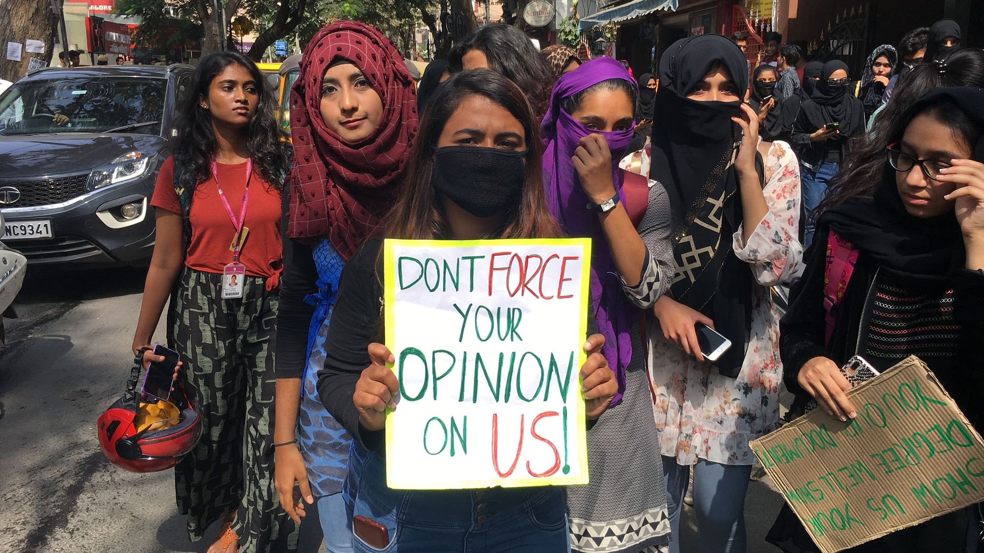 Students from several colleges participated in a silent protest in Koramangala on Thursday, 9 January, day after JNC college girls were heckled for not supporting CAA.