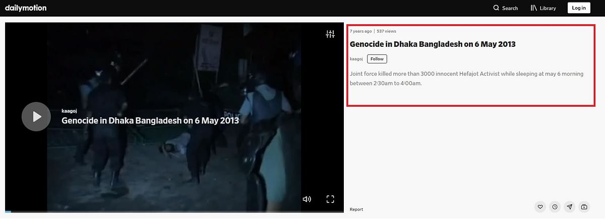 The video is from Dhaka, 2013 and it shows police action against a group called Hefazat-e-Islam.