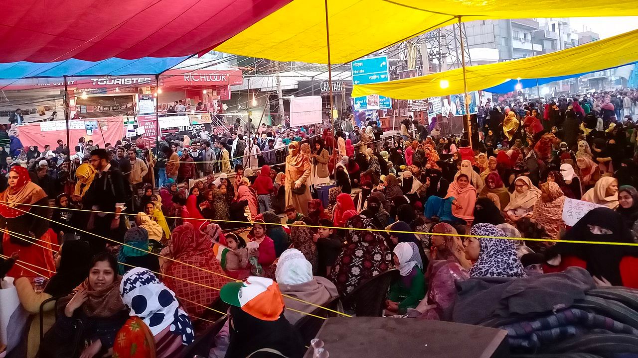 Women during a sit-in protest organised at Shaheen Bagh