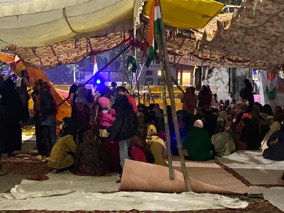 Women gather in Babarpur district, Delhi to protests against CAA-NRC-NPR. 