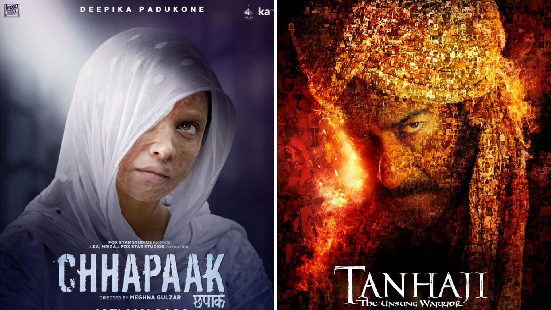 ‘Chhapaak’ and ‘Tanhaji: The Unsung Warrior’ released on 10 January.&nbsp;