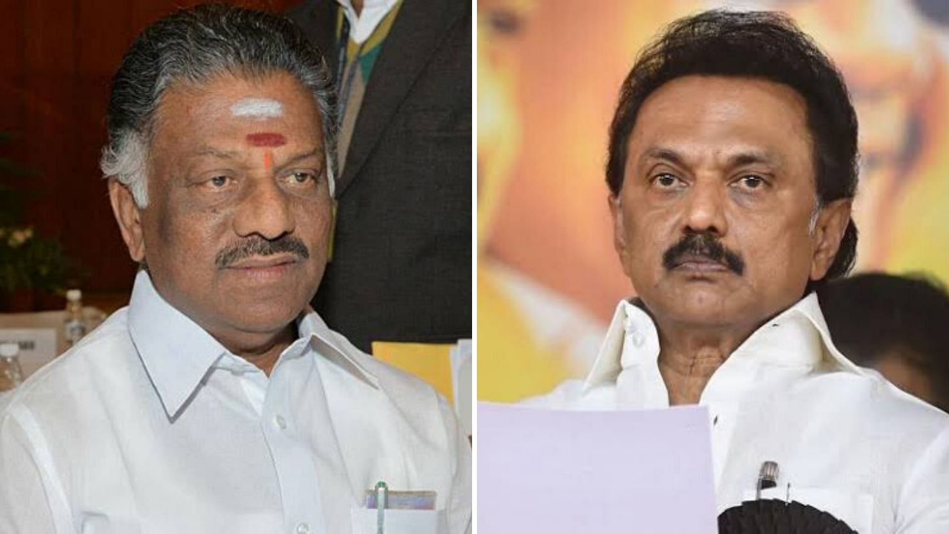 Former TN Chief Minister O Panneerselvam and DMK leader MK Stalin.