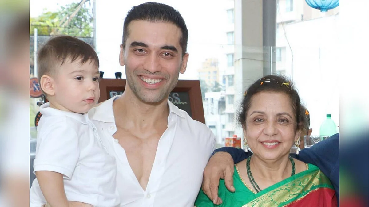 Kushal Punjabi with his mother and son Kian.