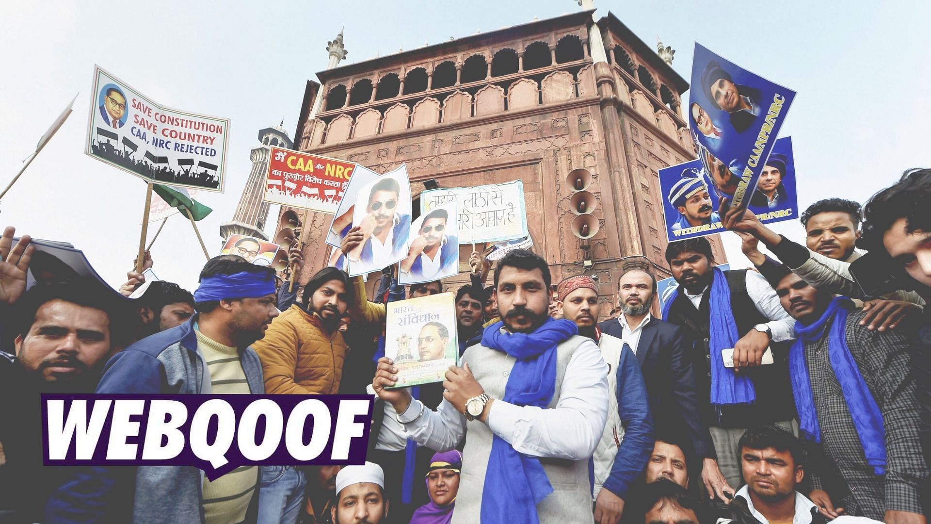 Bhim Army Chief Chandrasekhar Azad holds a copy of the Indian Constitution during his visit to Jama Masjid, a day after his bail.
