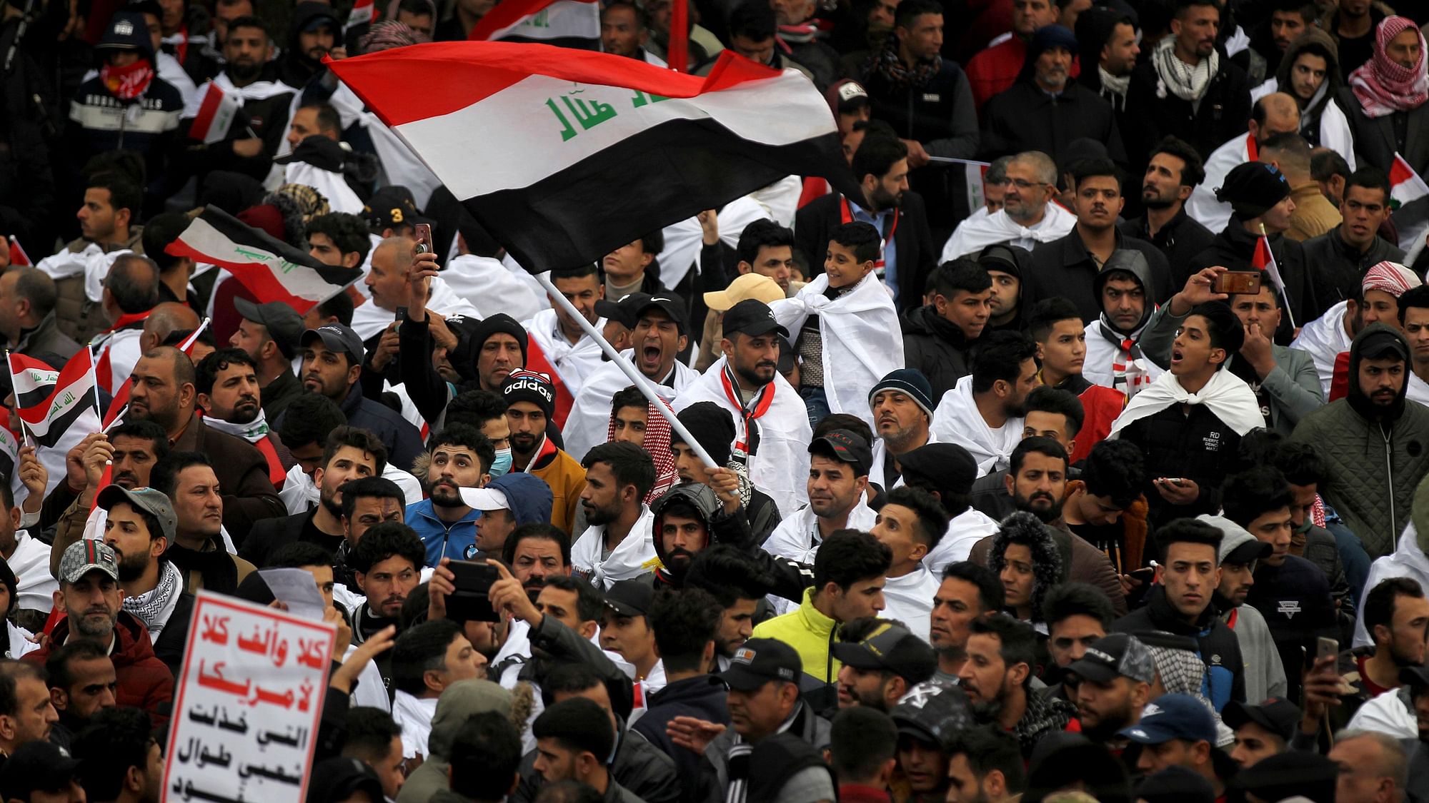 Followers of Shiite cleric Muqtada al-Sadr gather in Baghdad, Iraq.&nbsp;