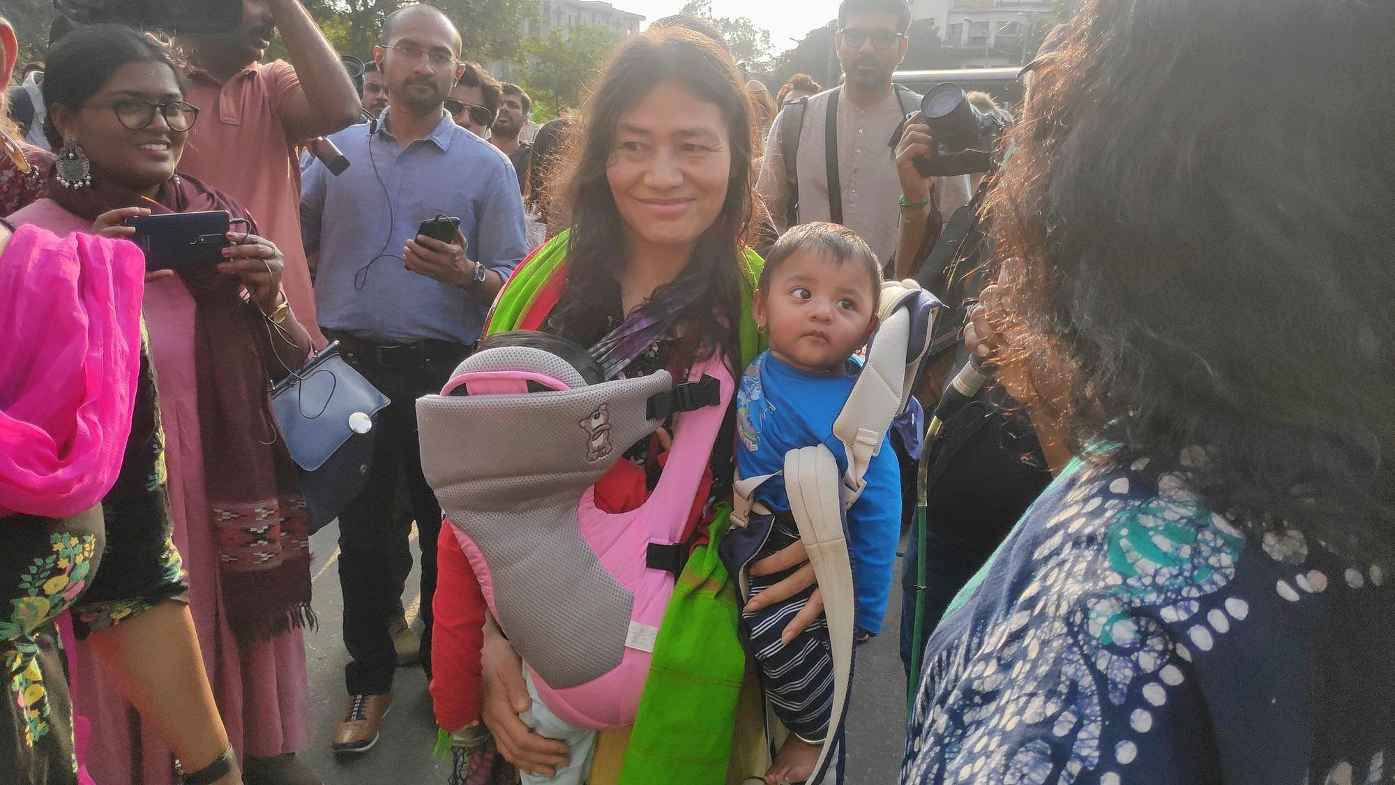 Irom Sharmila, known as Manipur’s Iron Lady at an anti-CAA rally in Bengaluru on Sunday, 5 January.