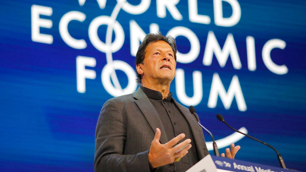 Pakistan’s Prime Minister Imran Khan addresses the World Economic Forum in Davos, Switzerland, Wednesday,  22 January 2020