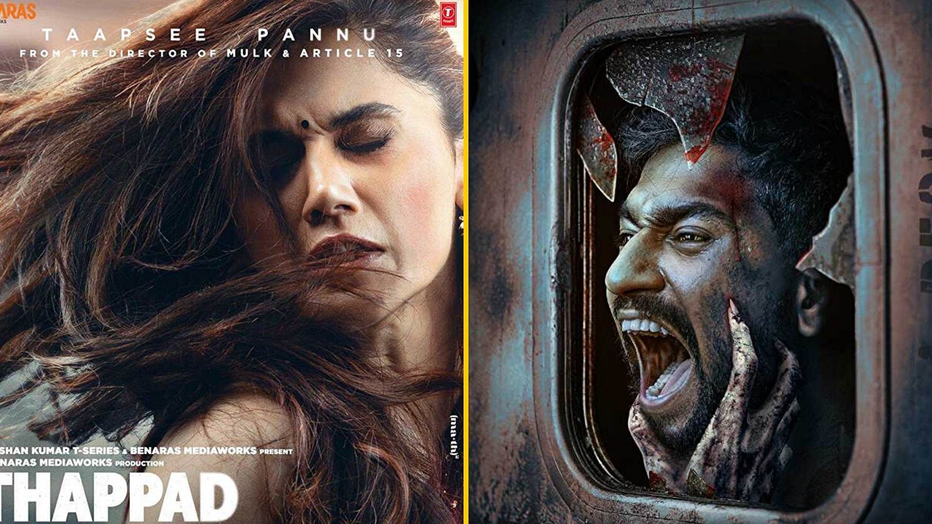 Posters for Taapsee Pannu’s&nbsp;<i>Thappad </i>and Vicky Kaushal’s <i>Bhoot</i>.