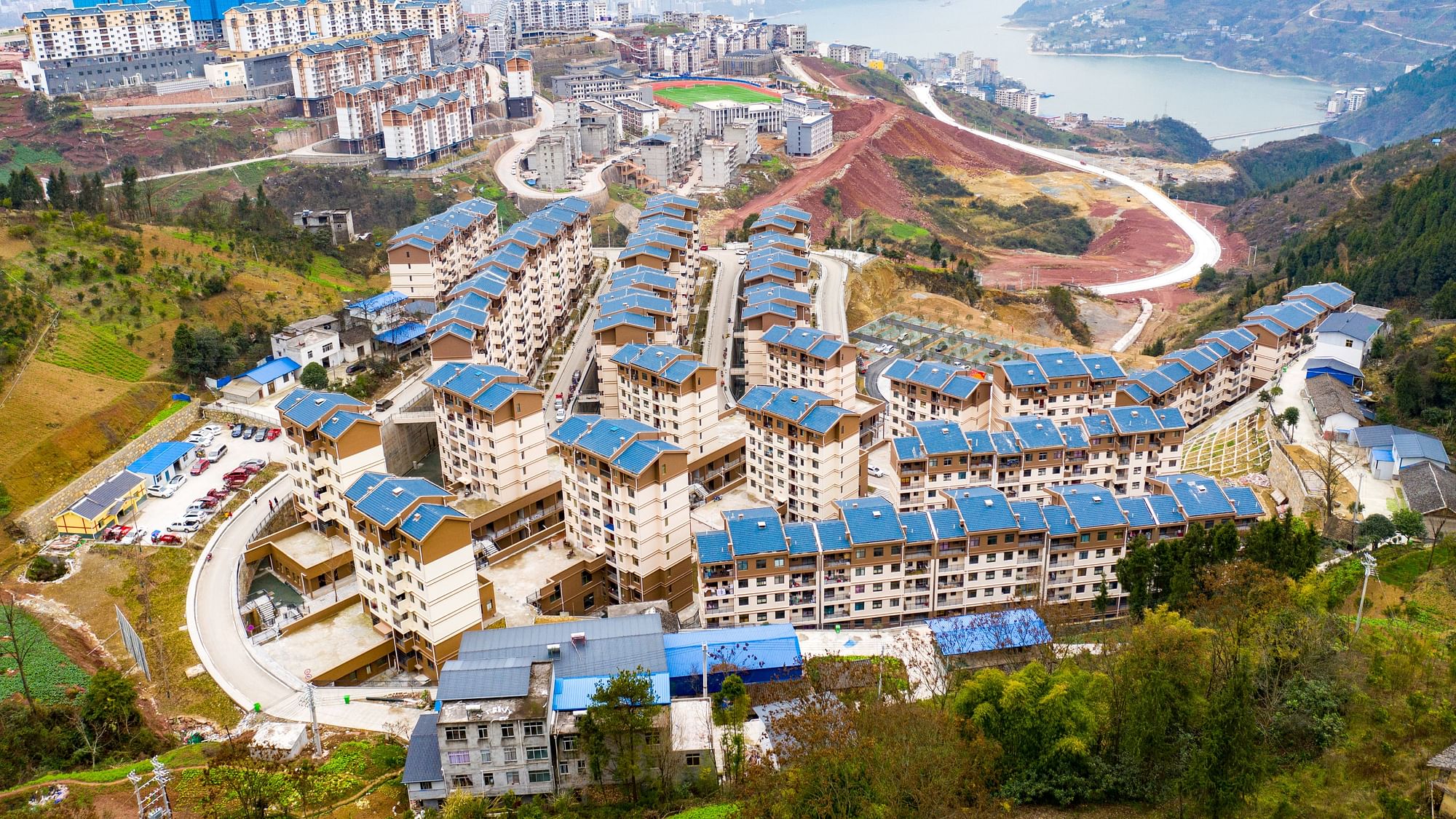 A bird’s-eye view of Qingfanyuan Community, which is now home to more than 2,700 villagers.