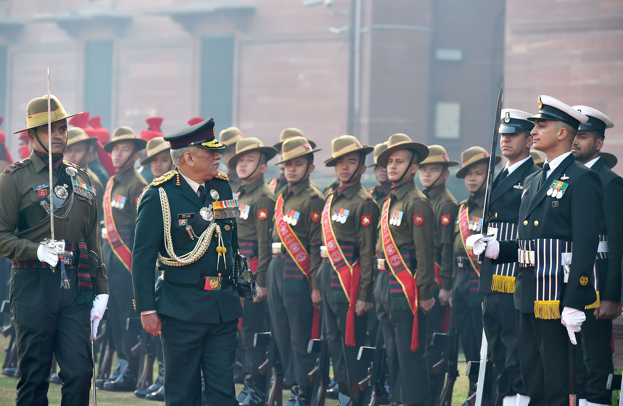  Indias first Chief of Defence Staff (CDS) Gen Bipin Rawat inspects the Guard of Honour at South Block lawns in New Delhi.