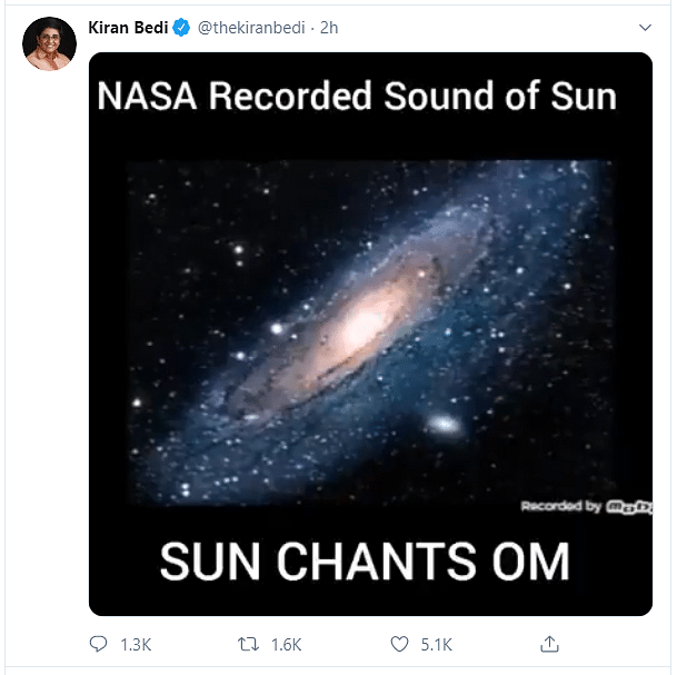 Kiran Bedi shared a video claiming NASA released the sound the Sun makes, and it was ‘Om’. That’s not really true.