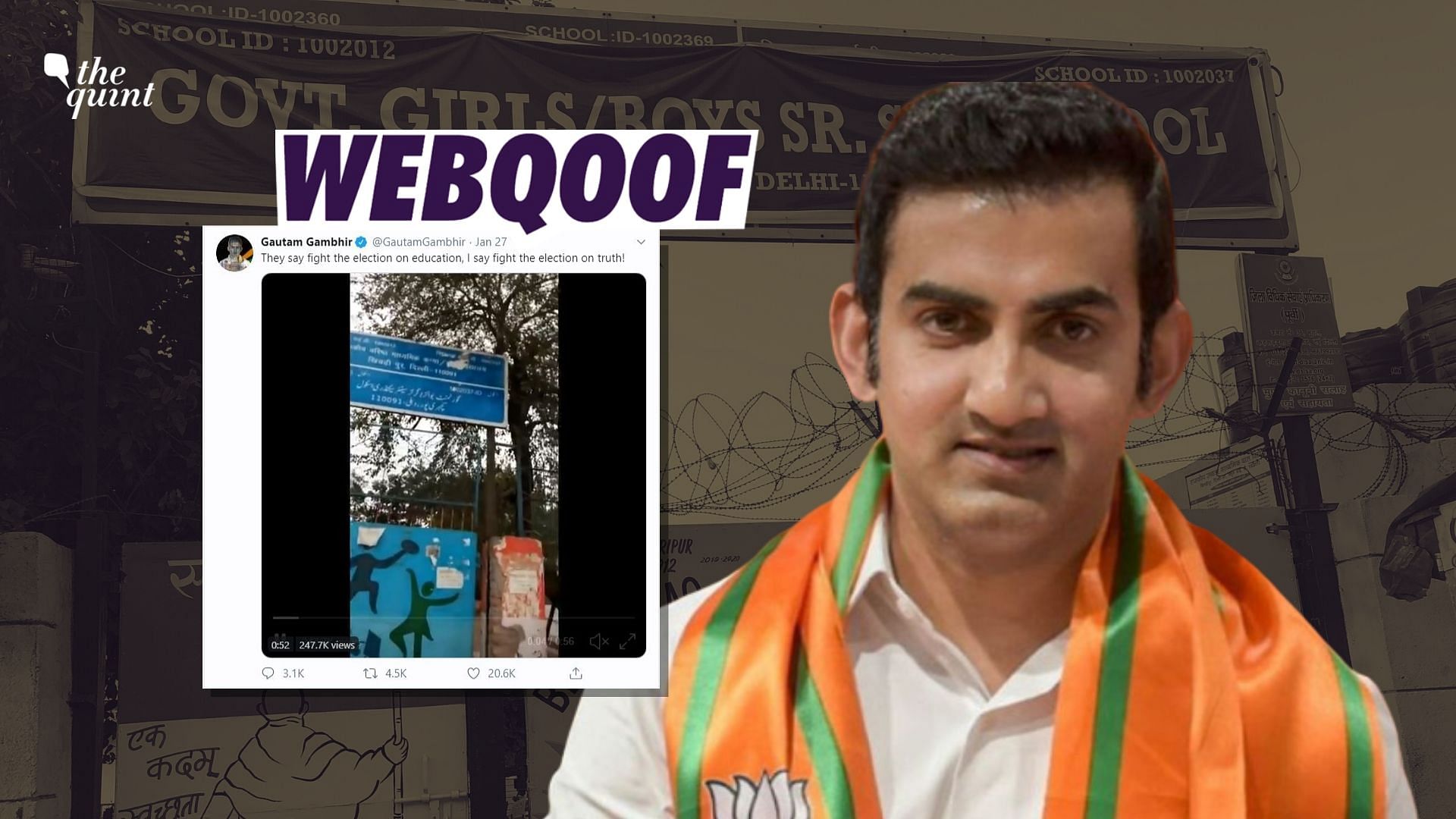 BJP MP Gautam Gambhir shared the video of a non-functional government school in Delhi to attack the AAP government. &nbsp;