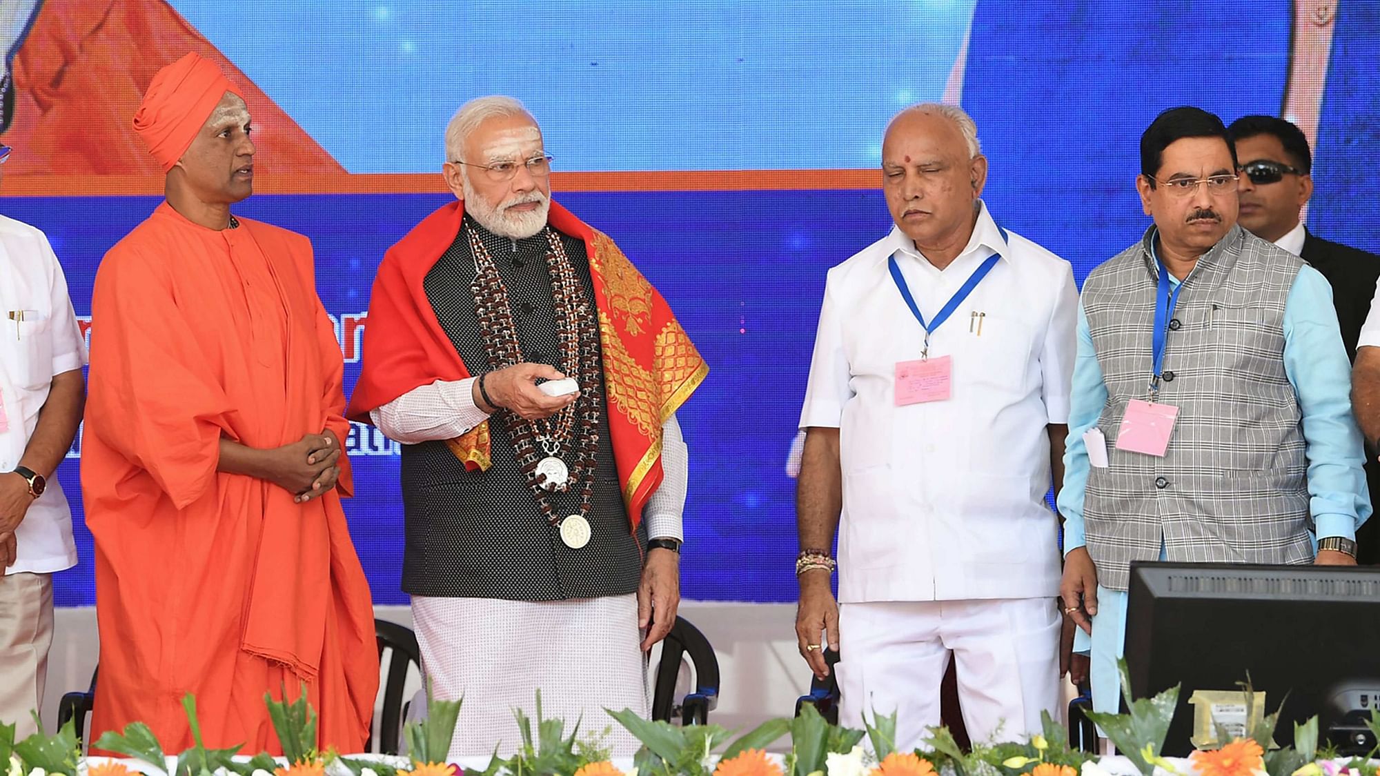 PM Narendra Modi with Karnataka CM BS Yediyurappa.&nbsp;