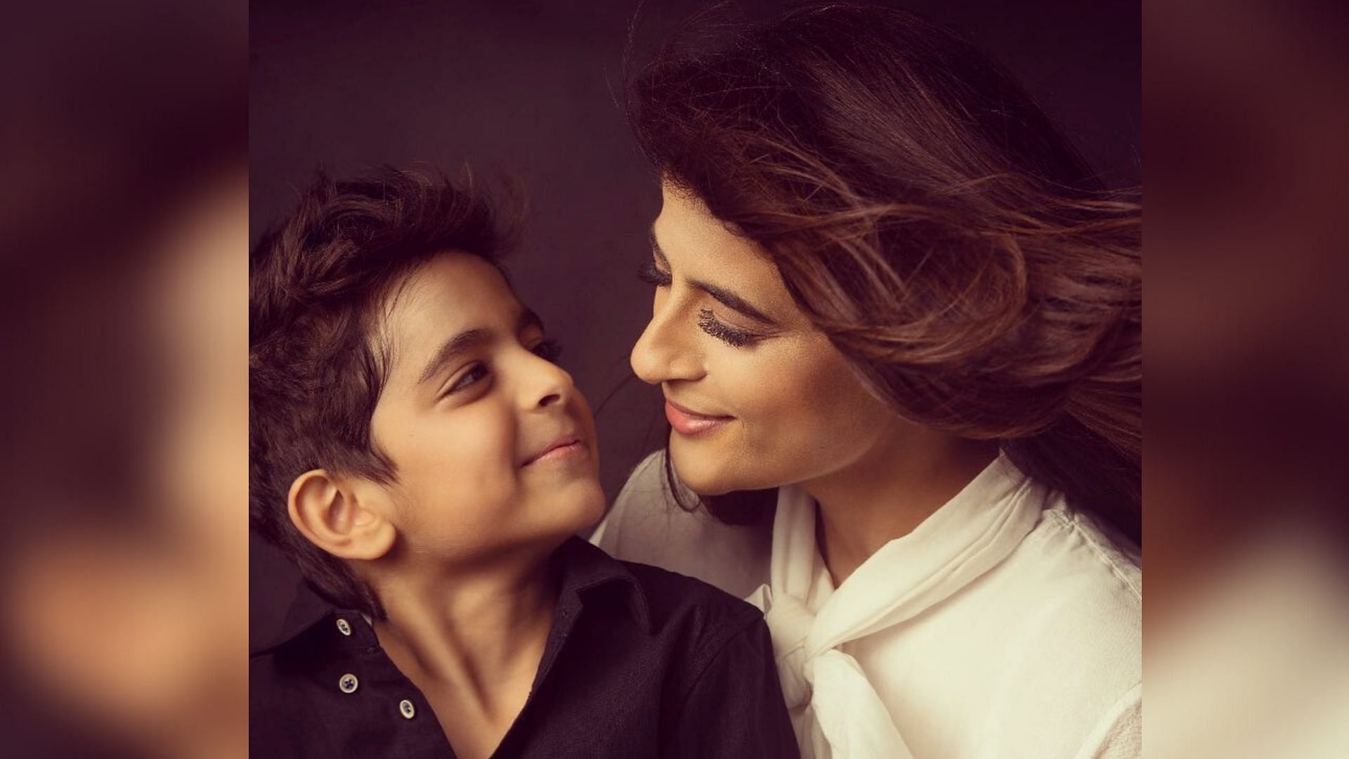 Tahira with her son.