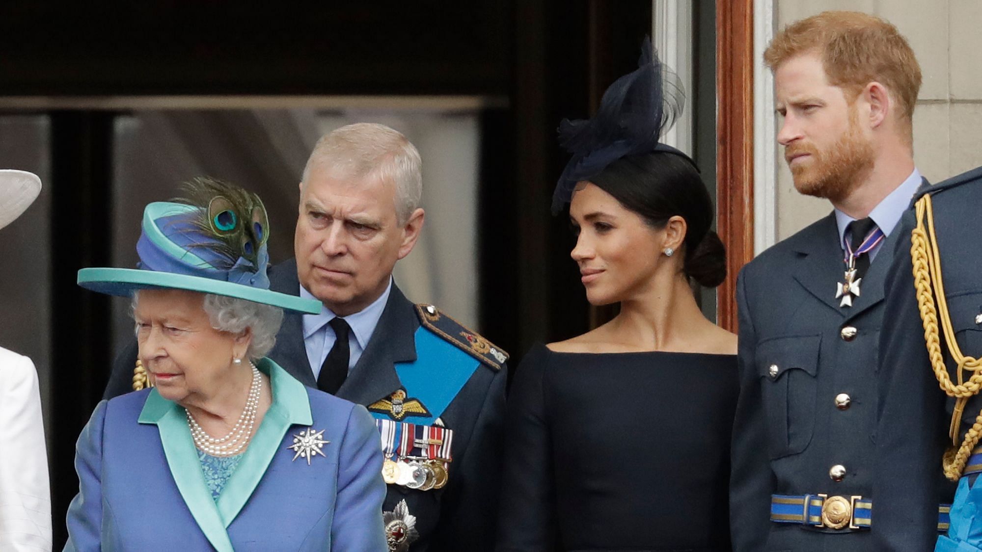 File photo of Queen Elizabeth II, Prince Andrew, Meghan the Duchess of Sussex and Prince Harry.