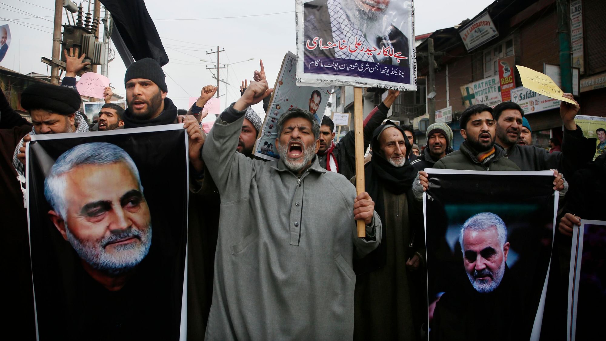 Kashmiri Shiite Muslims shout anti American and anti Israel slogans during a protest against US airstrike in Iraq that killed Qassem Soleimani. Image used for representational purposes.