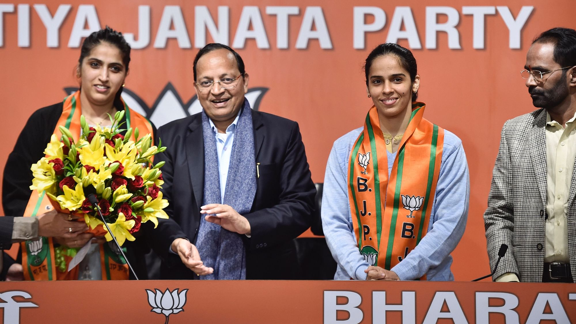 Welcoming star shuttler Saina Nehwal into the party fold, the BJP in Telangana on Thursday, 30 January said her joining the party is indicative of the popularity of the Modi government.