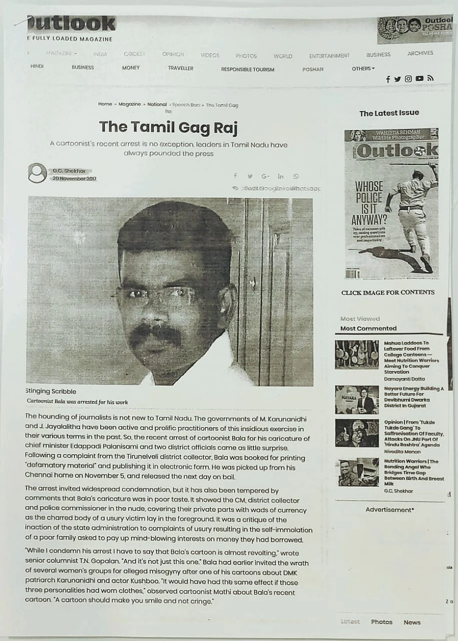 Rajinikanth showed this <i>Outlook</i> article to substantiate his claim.