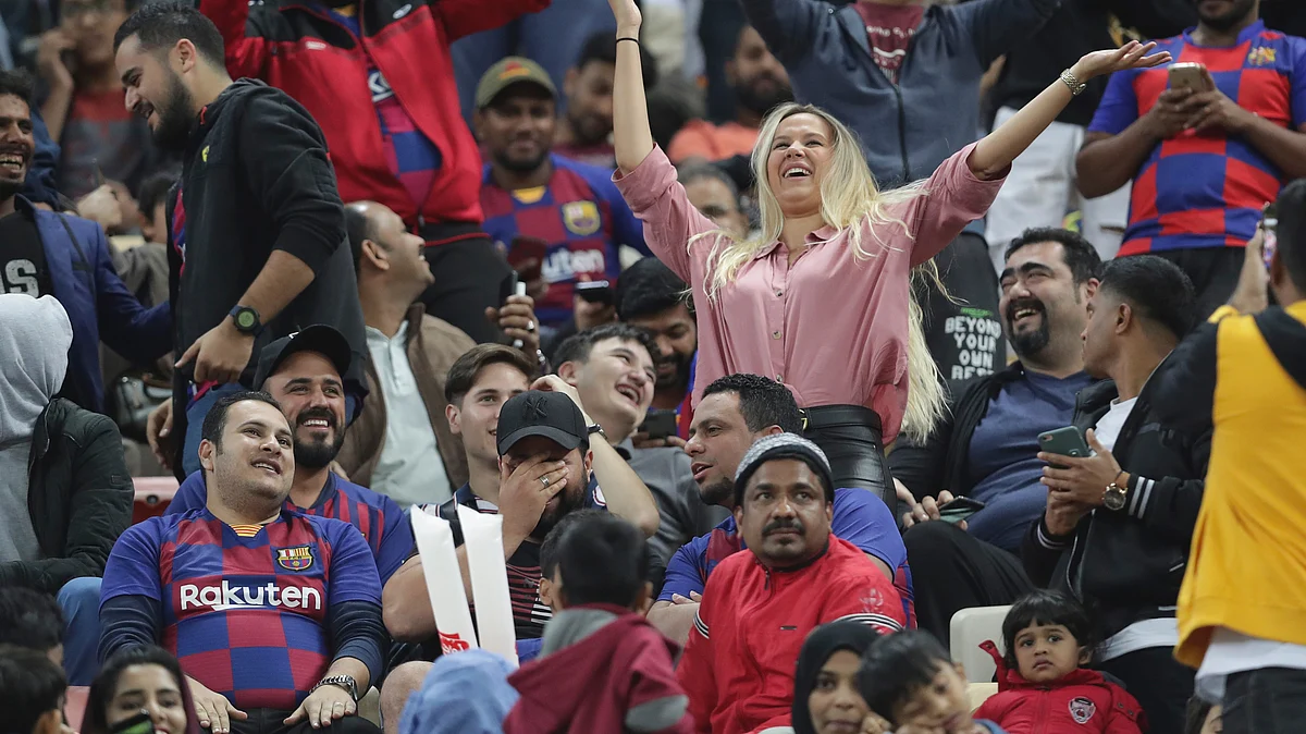 The mostly pro-Barcelona crowd at the 62,000-capacity King Abdullah stadium was much larger than in the game between Real Madrid and Valencia.