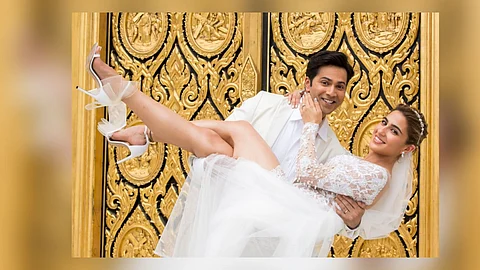 Coolie No 1 Photo: Varun Dhawan and Sara Ali Khan Look Picture Perfect in White in New Coolie No 1 Photo