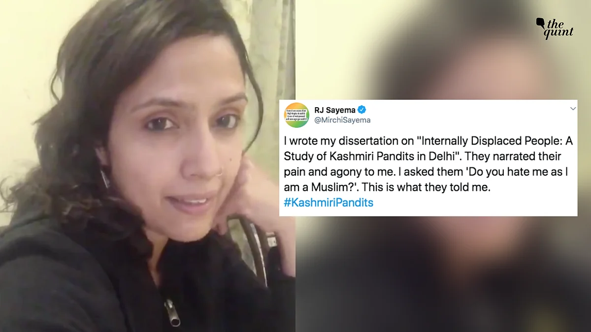 In her video, RJ Sayema talked about her interactions with displaced Kashmiri Pandit families living in Delhi.