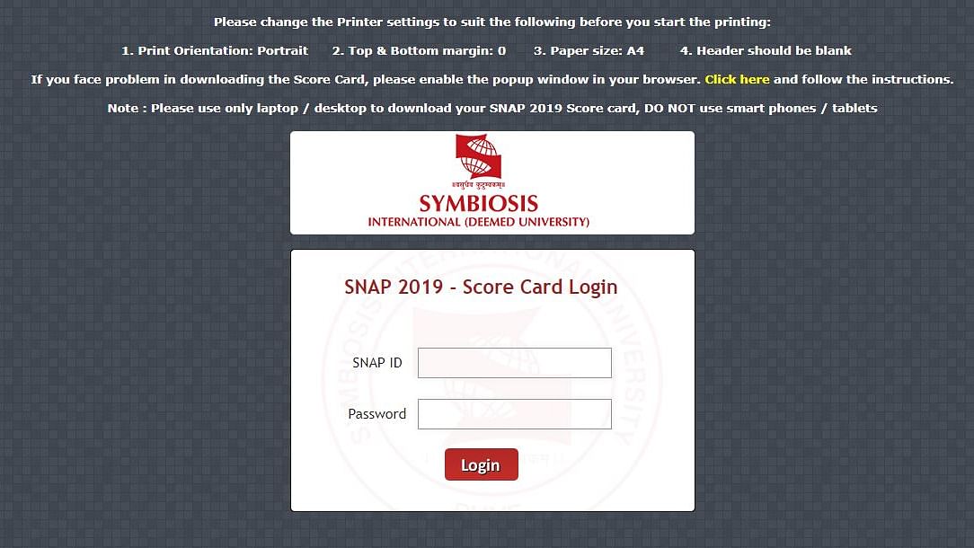 SNAP 2019 Result Declared on the official website at snaptest.org