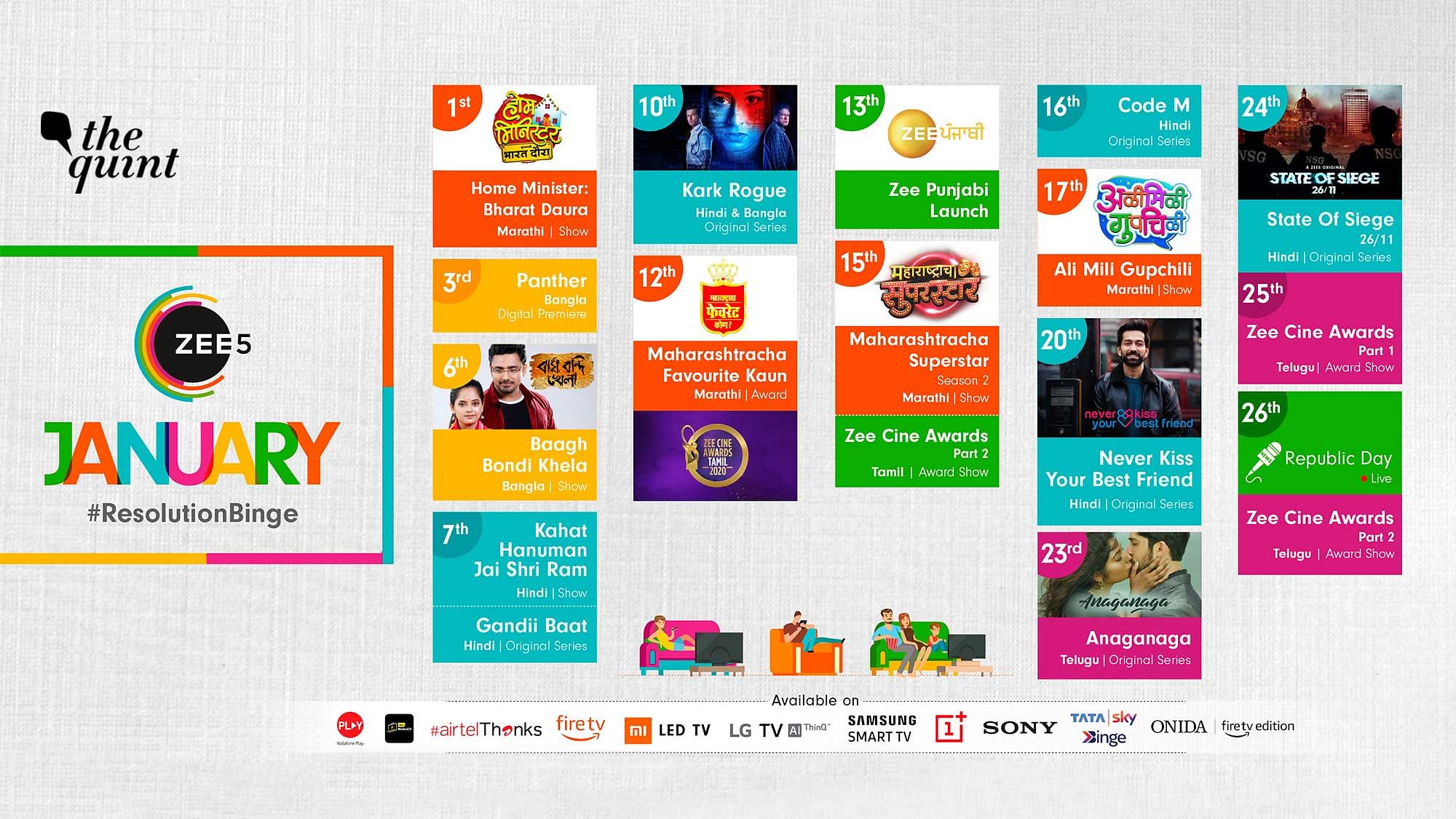 ZEE5 has a fantastic line-up of new content launches for January.